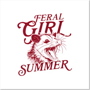 Feral Girl Summer Opossum Vintage Trendy Posters and Art